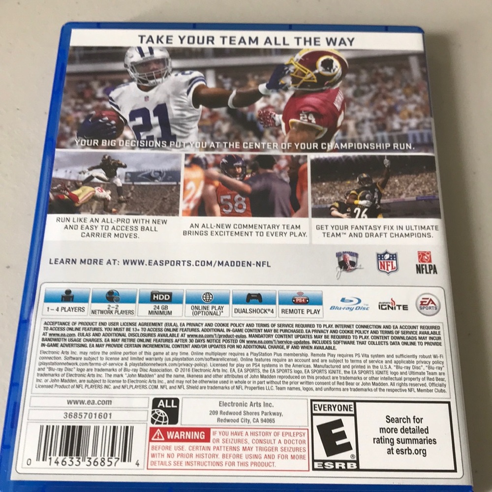 Ps4 game, like brand new MADDEN NFL 17 - Picture 2 of 4